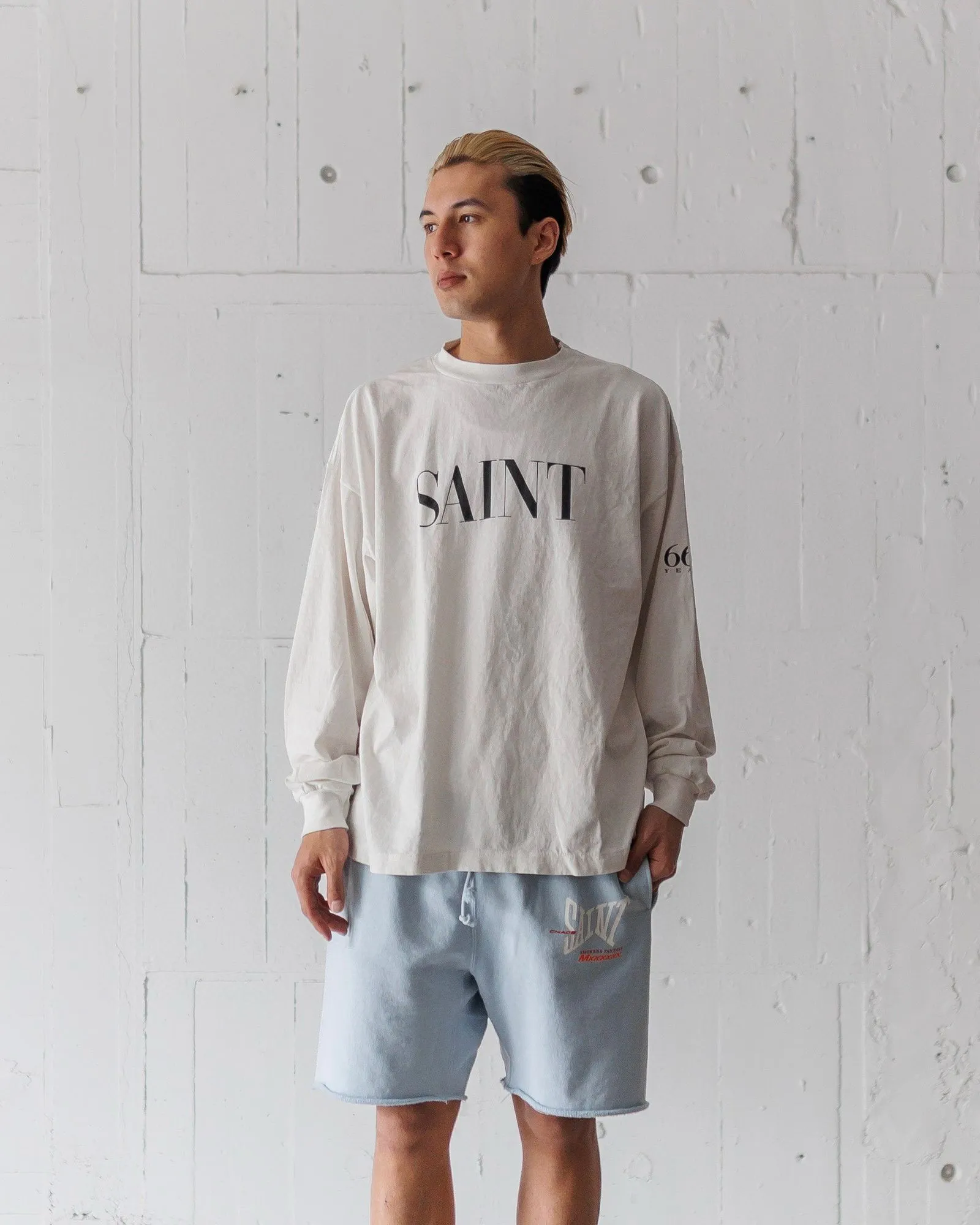 SAINT Mxxxxxx SWEAT SHORTS/RIBON SAINT/BLK pink SAINT LOGO shorts, black S-XL cotton and linen OE yarn fabric, stiff, light, comfortable and breathable, non-locking design, naturally rolled back after water, super handsome version, easy to match, original consistent main mark, wash water mark, little angel anti-counterfeiting mark